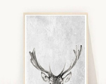 Deer Print, Deer Art, Antlers Print, Instant Download, Deer Antlers, Printable Art, Wall Decor, Abstract Deer Print