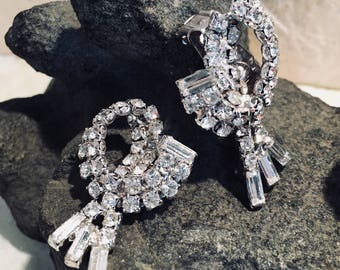Vintage Rhinestone Dressy Clip Earrings