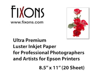 Ultra premium luster inkjet paper for professional photographers and artists for Epson printers 8.5 in x 11 in (20 Sheet)