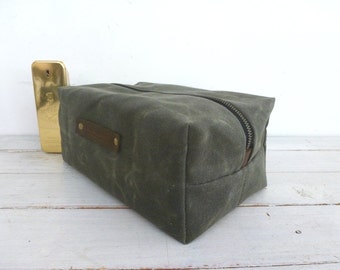 Waxed canvas Dopp kit shaving bag toiletry bag