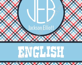 Monogram binder cover and insert, personalized binder cover with monogram and name, binder cover - DIGITAL FILE ONLY