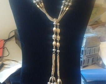REDUCED Sarah Coventry Golden Drop-thru Balls and Chains Necklace