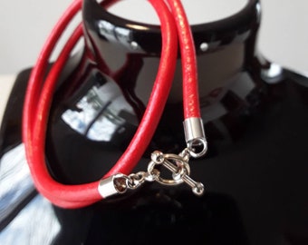 Necklace & Bracelet 2en1, leather and 925 sterling silver