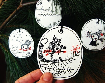 fox&bunny gift tags, set of 8