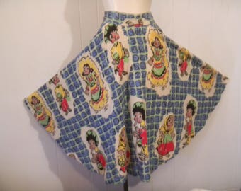 Vintage Skirt, Mexican skirt, full circle skirt, 1940S skirt, rockabilly skirt, vintage clothing, medium