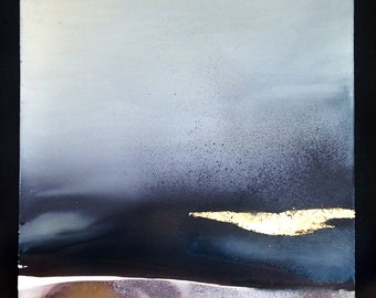 Abstract Landscape / Original Painting, Abstract Watercolor, Contemporary Art, Black and White / Abstract Painting - Modern Art