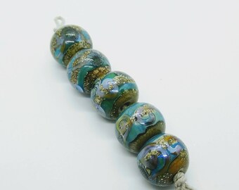 Ocean Handmade Lampwork Glass Beads Silver Beach - Prima Donna Beads