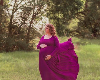 Plus Size Maternity Photography Maxi Dress or Casual Wedding Gown in Luscious Jersey-Choice of Color -XL/XXL 1X,2X,3X,4X,5X,6X+