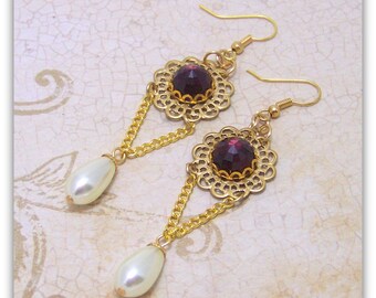 Medieval Earrings - Renaissance Earrings - Medieval Jewelry - Renaissance Jewelry, Tudor Jewelry, Tudor Earrings, Elizabethan