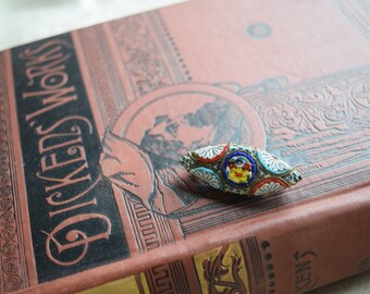 Vintage Antique Micro Mosaic Brooch, Oval Glass Tiles Pin, Italy Mosaic Brooch, Jewelry gift for her