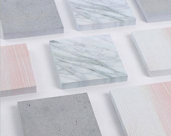 marble sticky notes, concrete postits, industrial post its, architect memo pad school supplies grey marble effect bullet journal accessories