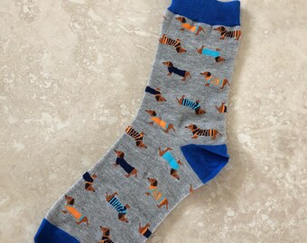 Blue Dachshund Socks