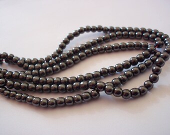 Set of 10 beads Hematite gunmetal 4 mm