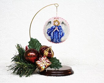 Angel Ornaments, Beaded Ornaments, Needlepoint Ornaments, Hand-Beaded Ornaments, Victorian Ornaments, Blue Ornaments, Pink Ornaments