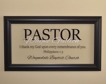 Pastor Gift Pastor Appreciation Wall Decor Minister Gift Personalized Pastor Gift Religious Art Christian Wall Decor Glass w/3 Line Text