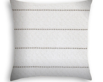 Textured cream with a classic single gray stripe woven in Pillow cover. Gray and white pillow cover.