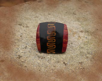 Ethnic copper and gold square ring.