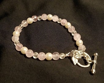 Rose quartz and pearl Steven Universe inspired bracelet