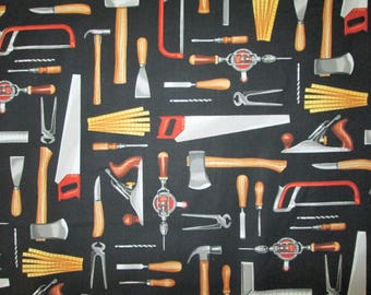 Tools Handy Man Saws Gloves Hatchet More Black Cotton Fabric Fat Quarter Or Custom Listing