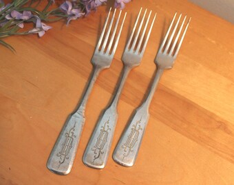 vintage silver forks,DA initial,pattern FRAGET Plaque Poland silver fork 8.5",Galwi N Fraget Silverware,Fraget Fork,Galwi N Fraget
