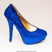 Sequin Brilliant Sapphire Blue Stiletto High Heels Pumps