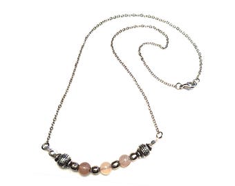 Stunning Agate and Silver Chain Necklace