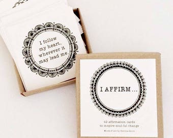 affirmation cards || 'I AFFIRM...' deck of cards (x40) || inspirational cards || affirmations || inspirational gifts || soul sister gift