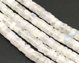 Rainbow Moonstone Plain Tyre 5.5 to 6.5 mm 13"/Gemstone Beads/Semi precious Beads/Rare Beads/Quality Beads/Natural Beads/Rainbow Moonstone