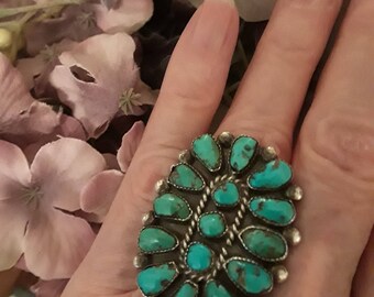 Sterling silver native American turquoise ring, size 6 1/2