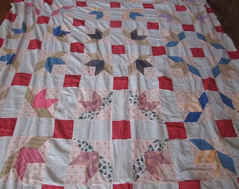 Vintage Patchwork Quilt Top Hand Stitched