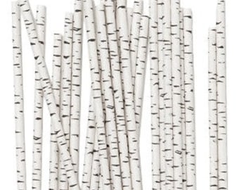Birch Paper Straws, Tree Straws, Birch Tree Theme, Birch Straws, Wedding Buffet Straws, Nature Theme, Wedding, Party Straws, Birch, 10