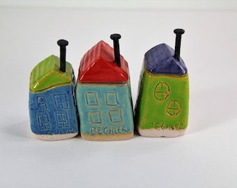 clay house, ceramic house, house, house set, painted house