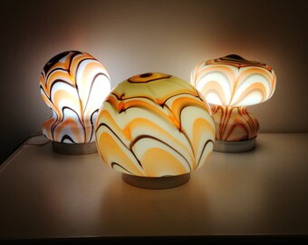 Mushroom lamp Murano murrina glass lot of 3 pc Made in Italy 1960s