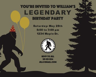DIGITAL FILE: Bigfoot Party Invitation