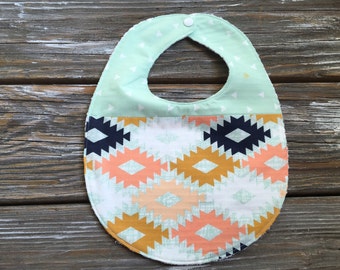 Bib ~ Two Toned/Quilted ~ Woodland//Geo//Tribal//Arizona//Desert//Southwestern//Native//Aztec