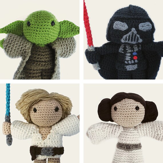Star Wars Pack: Yoda, Darth Vader, Luke Skywalker & Leia. Amigurumi Pattern PDF.