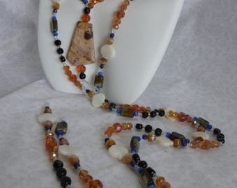 Amber Blue Necklace: Lariat