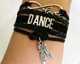 Dance bracelet, Dancer gift, Gift for Dancer, Dance Teacher gift, Coach jewelry, Dance Music jewelry, Dancing jewelry, Black Color