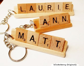 Personalized Scrabble Keychain - Key Ring - Stocking Stuffer - Co Worker Gift