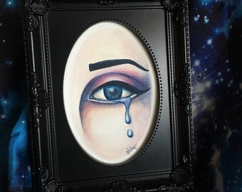 Crying Lover's Eye - Original one-of-a-kind painting - with baroque frame