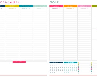 2017 Letter Size Weekly Planner Printable Pages - INSTANT DOWNLOAD PDF - (8.5" x 11") - Portrait Layout