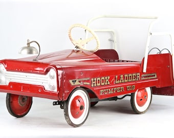 Vintage Pedal Car, Fire Truck Pedal Car, 1950's Fire Engine Pedal Car, 1950's Pedal Car, Hook And Ladder Pumper 519 Pedal Car