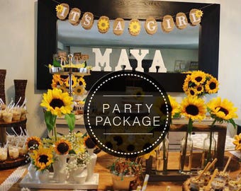 You Are My Sunshine PARTY PACKAGE, Sunflower Baby Shower COMBO, Sunflower Decor, Sunflower Bridal Shower, Table Decor Combo Package