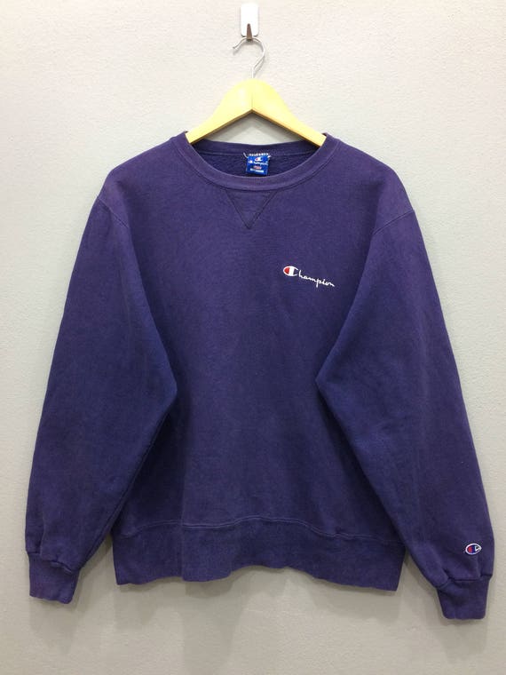 Vintage Champion Sweatshirt Crewneck Long Sleeve Purple Color