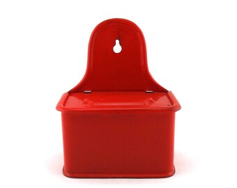 French Antique Red Enamel Match Box - Vintage Enamelware Match Tin
