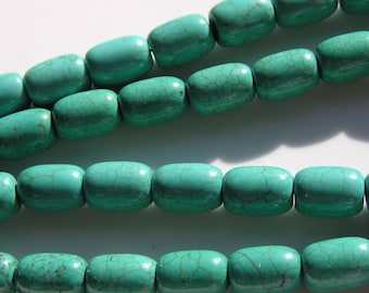Deep Turquoise Blue Barrel Beads FULL STRAND