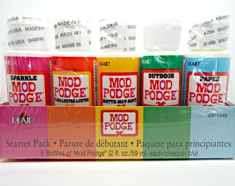 Mod Podge, Starter Set, Mod Podge Kit, 5 2oz Bottles, 59ml Mod Podge, Craft Glue, Decoupage Sealant, Scrapbook Glue, Gloss Finish, UK Seller