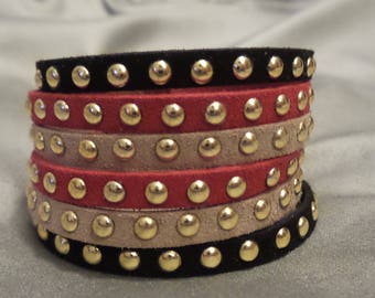 multi strand magnetic suede studded Cuff Bracelet