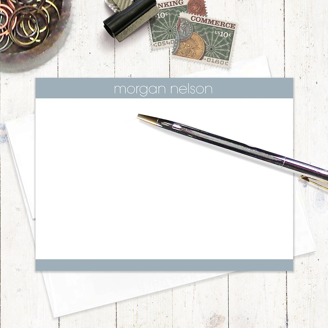 personalized flat note cards stationery set MODERN