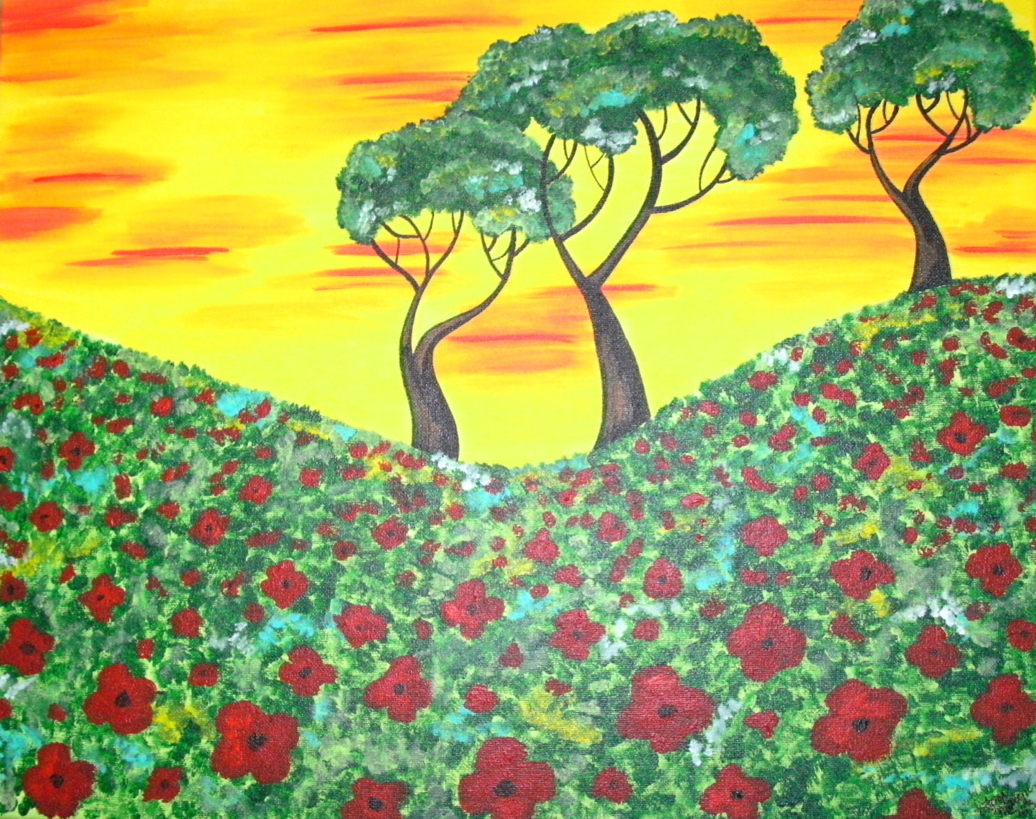 Custom Poppy Painting, Poppy Field and Trees, Poppies Painting, Made to Order Art, Personalized Canvas, Poppy Wall Decor, Canvas Wall Art Custom Poppy Painting, Poppy Field and Trees, Poppies Painting, Made to Order Art, Personalized Canvas, Poppy Wall Decor, Canvas Wall Art